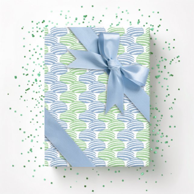 Papel De Presente Onda Têxtil em Ardósia e Verde (Criador carregado)