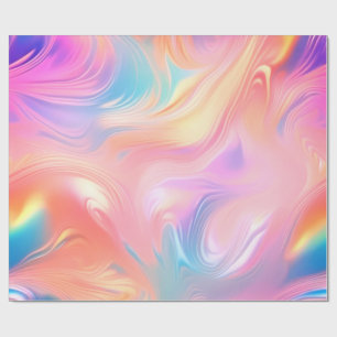 Papel De Presente Ondas abstratas rosa azul amarelo neon na moda