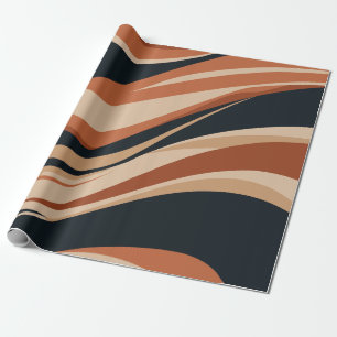 Papel De Presente Ondas Abstrato de Tons Dinâmicos da Terra