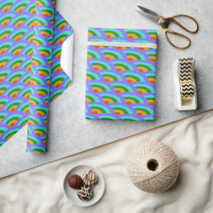 Papel De Presente ondas arco-íris graduais