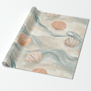 Papel De Presente Ondas de Conchas da Praia Boho (6)