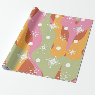 Papel De Presente Ondas de Flocos de Neve de Natal Groovy