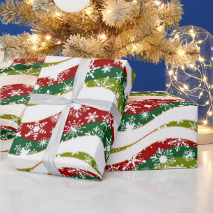 Papel De Presente Ondas de Natal e flocos de neve