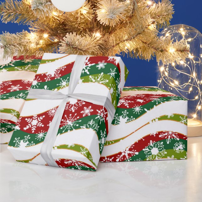 Papel De Presente Ondas de Natal e flocos de neve (Feriados)