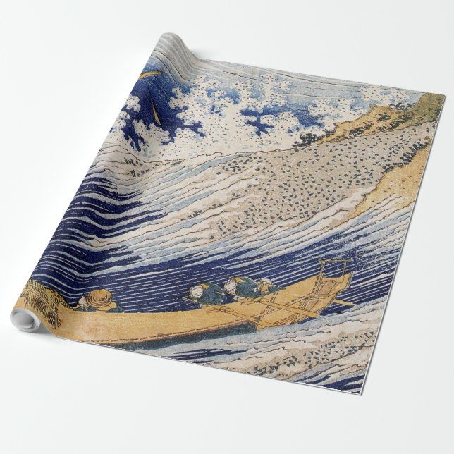 Papel De Presente Ondas do Oceano de Hokusai Barcos no Mar (Desenrolado)