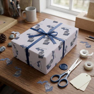 Papel De Presente Ondas em forma de Michigan
