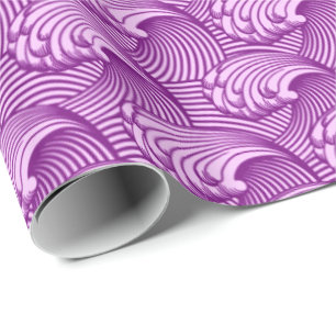 Papel De Presente Ondas japonesas do vintage, roxo crepuscular e