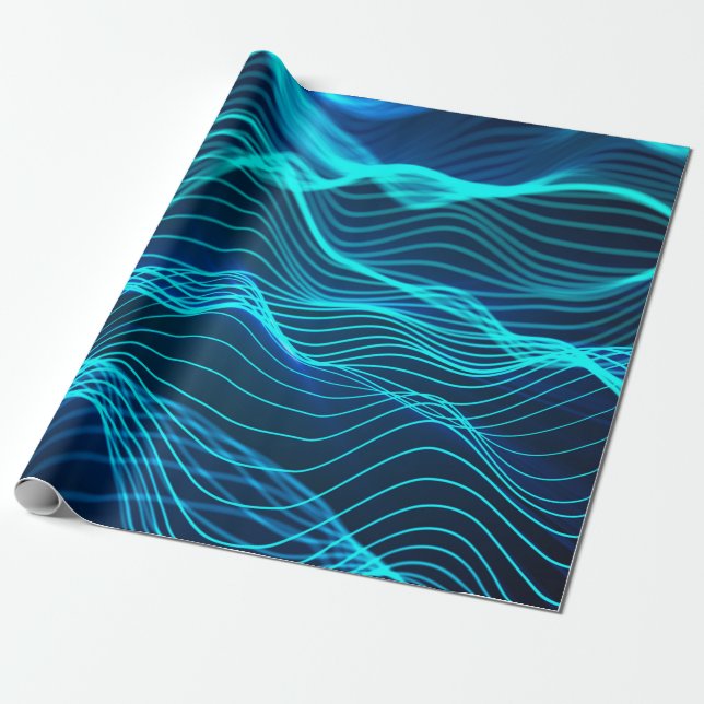 Papel De Presente Ondas neon de numerosas linhas de abstrato e linha (Desenrolado)