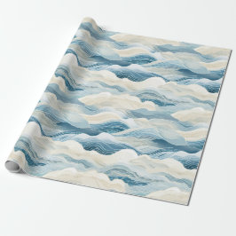 Papel De Presente Ondas Oceânicas De Areia Do Mar Azul