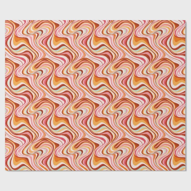 Papel De Presente Ondas Retroativas em Groovy - Rochas Psicodélicas  (Aberto)