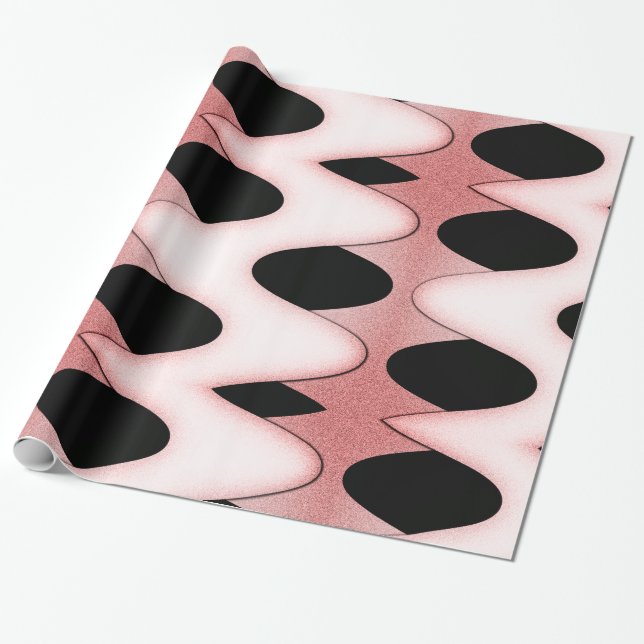 Papel De Presente Ondas Rosa Oriental Hipnotizantes (Desenrolado)