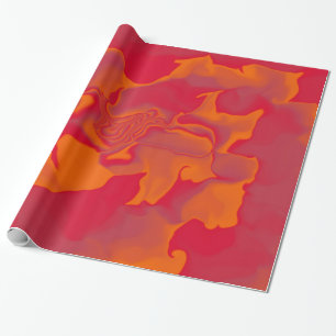 Papel De Presente Ondas vermelhas e laranja
