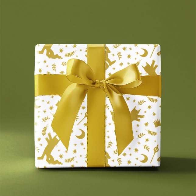 Papel De Presente Onde as Coisas Selvagens Floral Dourado Padrão de  (Wrapped gift)