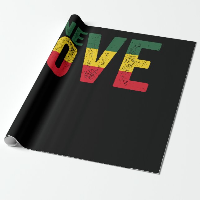 Papel De Presente One Love Jamaican Rasta Reggae (Desenrolado)