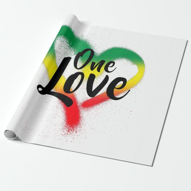 Papel De Presente One Love One Heart Reggae Vibes (Desenrolado)