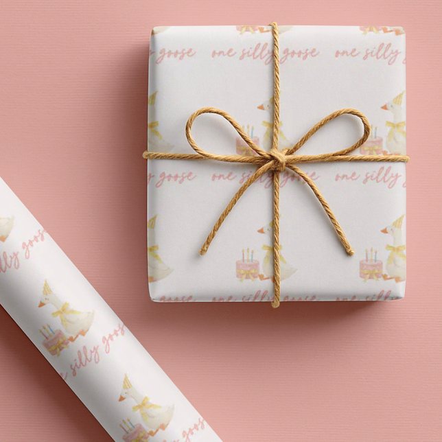 Papel De Presente One Silly Goose 1st Birthday Wrapping Paper (Criador carregado)