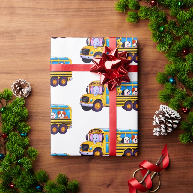 Papel De Presente Ônibus escolar (Presente de Natal)