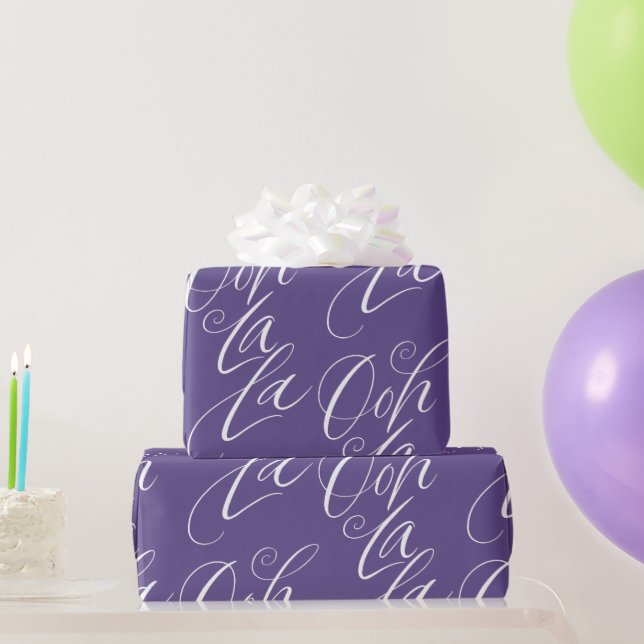 Papel De Presente Ooh La La Lettering Apelência Artística Roxo (Presentes para festas)