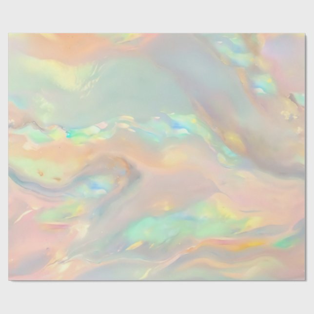 Papel De Presente Opala holográfica falsa colorida moderna (Aberto)