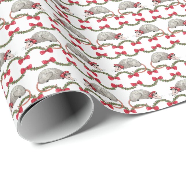Papel De Presente Opossum Holiday Wrapping Paper (Ponta do rolo)