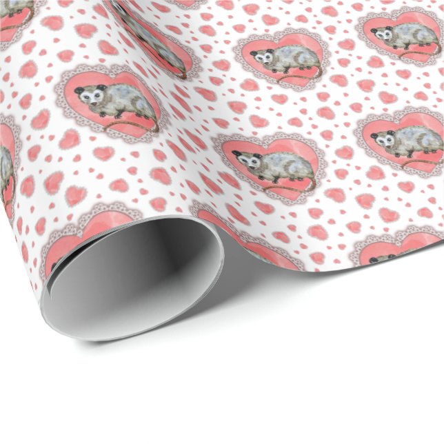 Papel De Presente Opossum Valentine's Day  (Ponta do rolo)