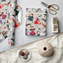 Papel De Presente Óptica ilustração de crianças de halloween