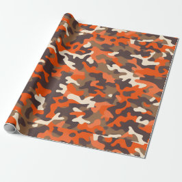 Papel De Presente Orange & Brown Camo