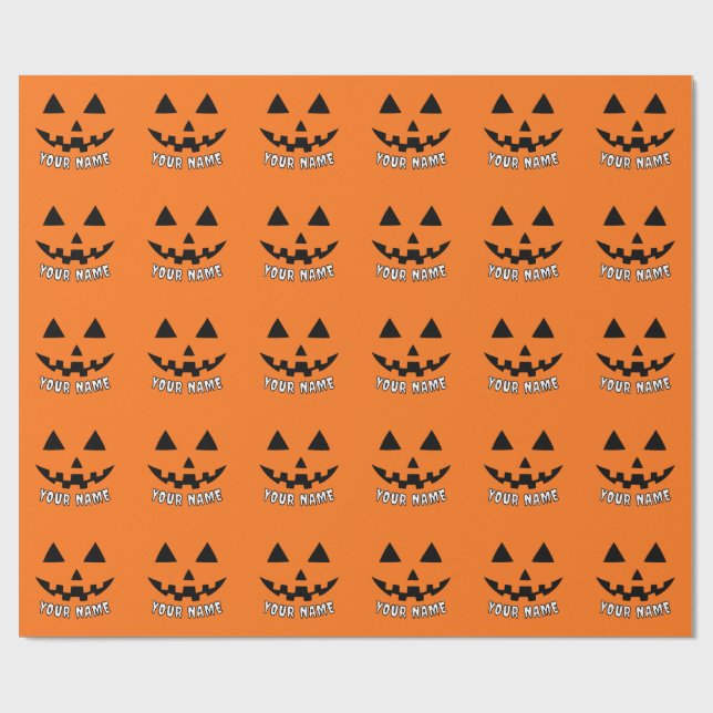 Papel De Presente Orange Pumpkin Personalizado Halloween Seu Nome (Aberto)
