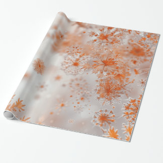 Papel De Presente Orange Snowflakes Natal