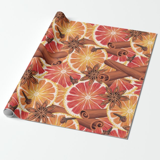 Papel De Presente Orange Spice Christmas (Desenrolado)
