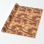 Papel De Presente Orange Spice Christmas<br><div class="desc">Pedaços de laranja, pinheiro, pinecones e especiarias</div>
