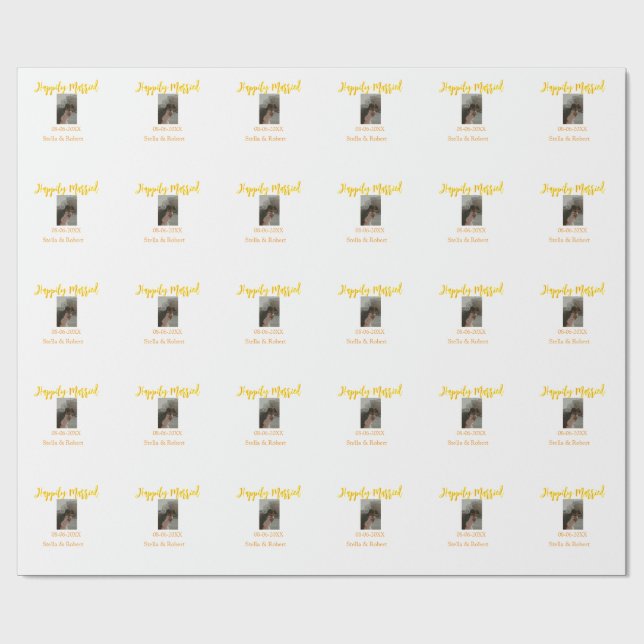 Papel De Presente Orange yellow retro photo happily married couple (Aberto)