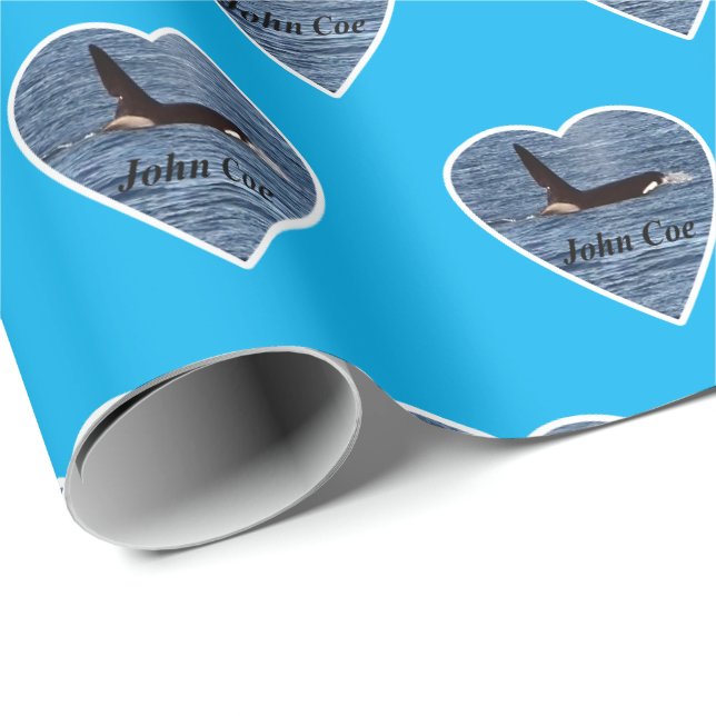 Papel De Presente Orca Baleia Assassina Azul Personalizável John Coe (Ponta do rolo)