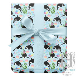 Papel De Presente Orca Birthday Gift Wrapping Paper in Blue
