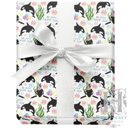 Papel De Presente Orca Whale Wrapping Paper in White