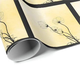 Papel De Presente orchid floral line art on yellow
