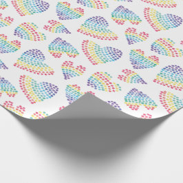 Papel De Presente Orgulho Arco-Íris Aquarela Corações Pontilhados Br