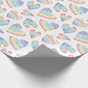 Papel De Presente Orgulho Arco-Íris Aquarela Corações Pontilhados Br