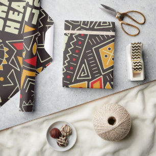Papel De Presente Orgulho da História Negra - Geométrico Coração Cor
