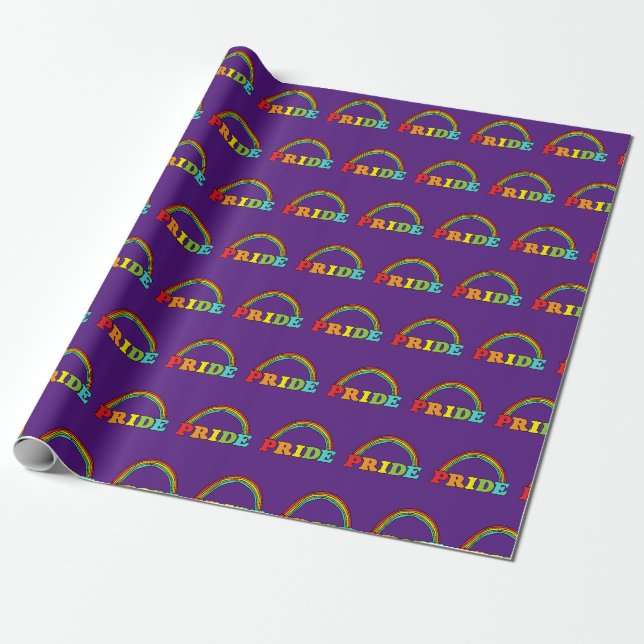 Papel De Presente Orgulho de texto e arco-íris (Desenrolado)