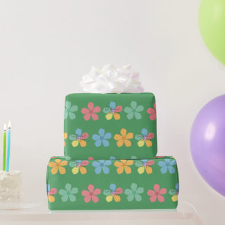 Papel De Presente Orgulho do Autismo Diferente Não Menos Flores Verd