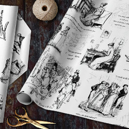 Papel De Presente Orgulho e Preconceito de Cotações Brancas Negras