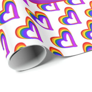 Papel De Presente Orgulho gay colorido do teste padrão do coração