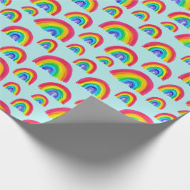 Papel De Presente Orgulho Rainbows Pintado Claro Azul
