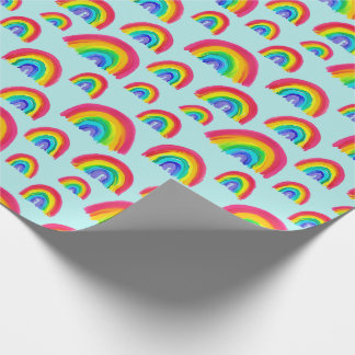 Papel De Presente Orgulho Rainbows Pintado Claro Azul