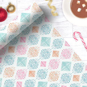 Papel De Presente Ornamento Abstrato Boho Padrão Tribal