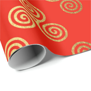 Papel De Presente Ornamento celta real dourado vermelho heráldico