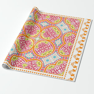 Papel De Presente Ornamento colorido decorativo sobre fundo branco