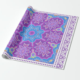 Papel De Presente Ornamento colorido decorativo sobre fundo branco,