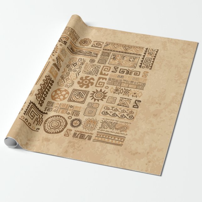 Papel De Presente Ornamento feito à mão étnico (Desenrolado)